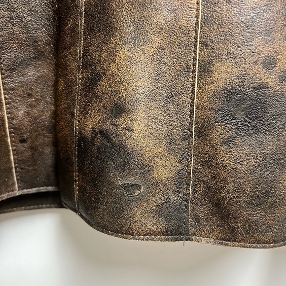 Vtg 80s Margaret Godfrey Dark Brown Fitted Leather Blazer Jacket Women's Size 8 - Picture 11 of 15